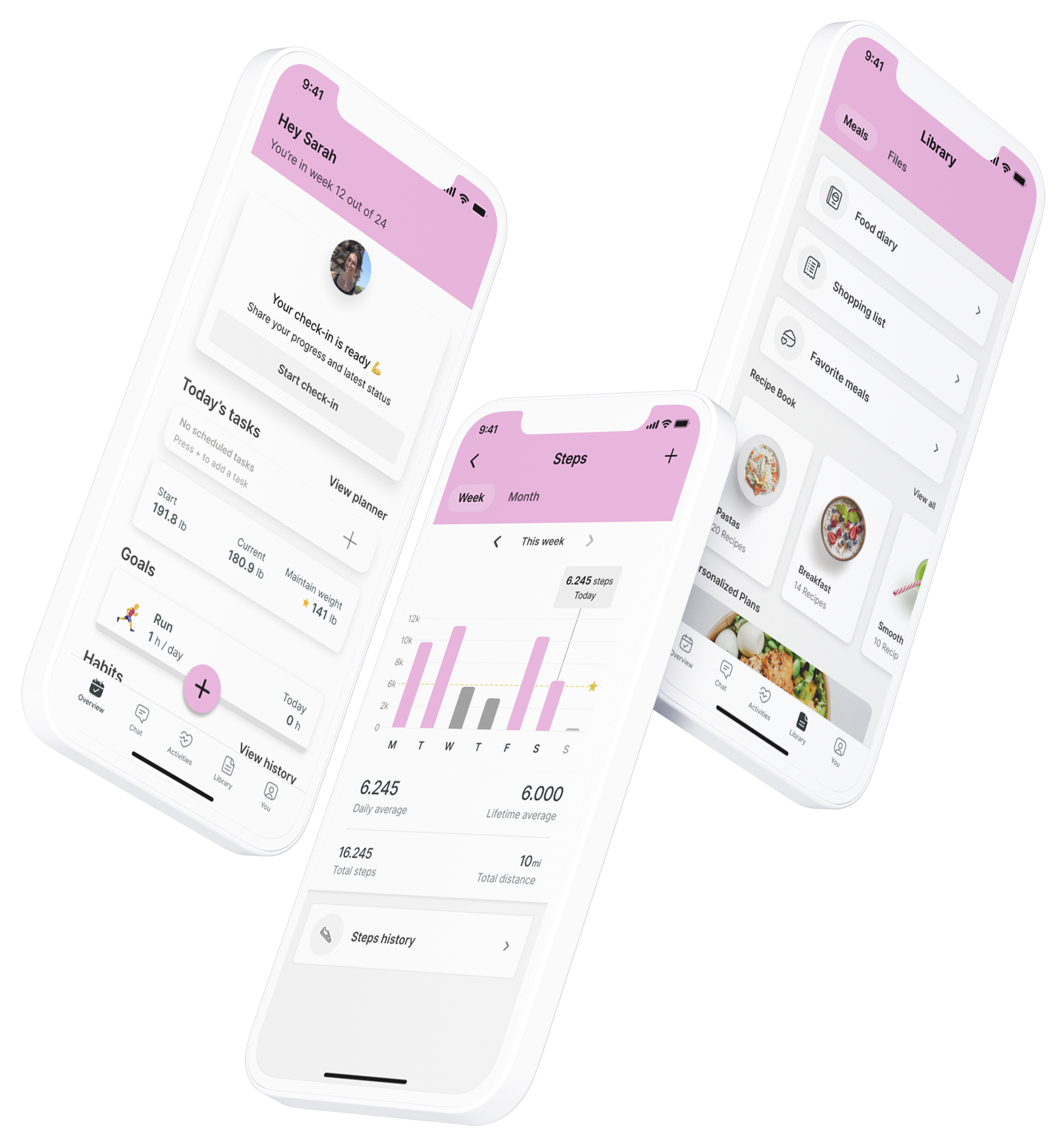 A mockup of the coaching app showcasing the features.